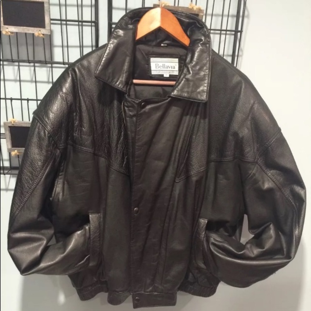 Men’s Vintage leather bomber jacket (size …